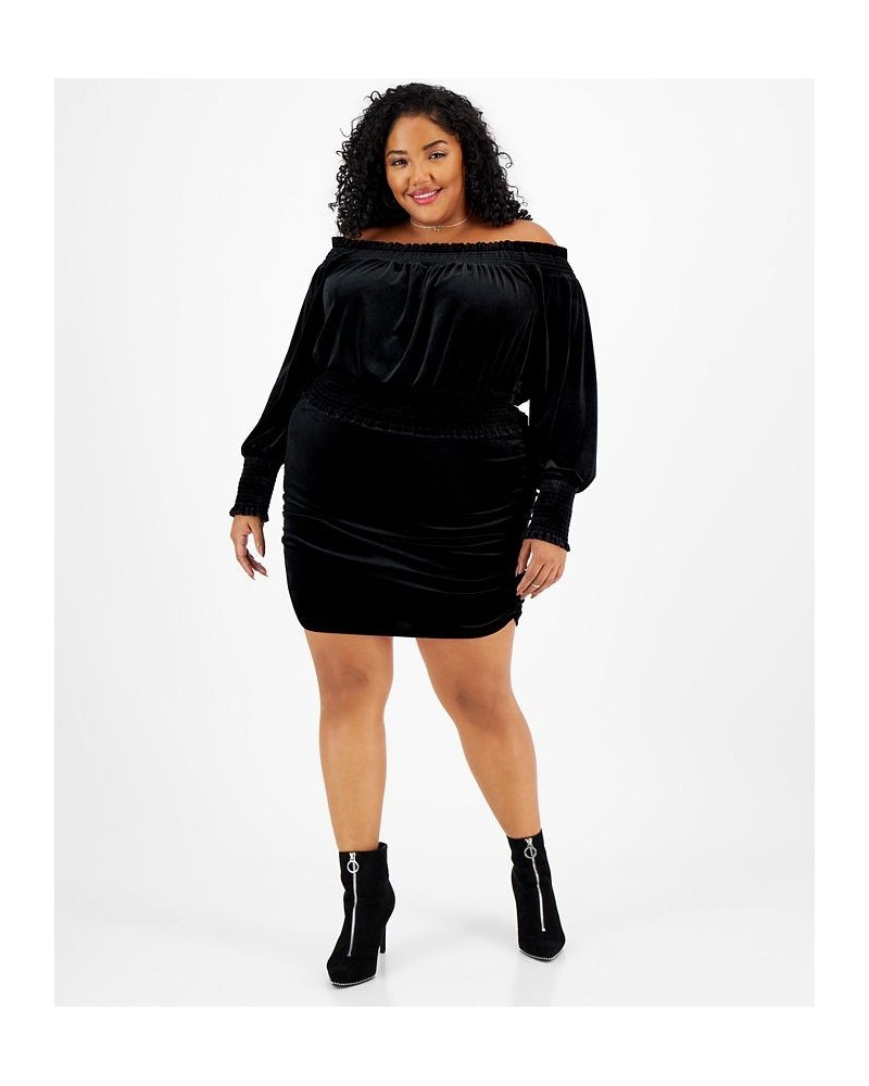 Plus Size Long Sleeve Off The Shoulder Top Black $13.35 Tops