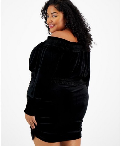 Plus Size Long Sleeve Off The Shoulder Top Black $13.35 Tops