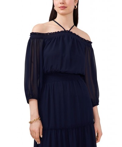 Women's Smocked-Waist Halter Maxi Dress JBS Navy $38.08 Dresses