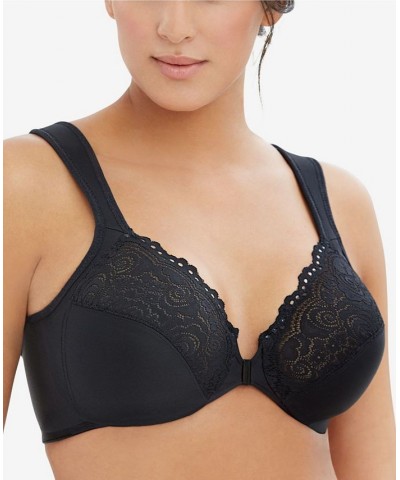 Women's Full Figure Plus Size Wonderwire Front Close Bra Black $24.18 Bras