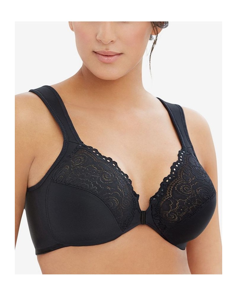 Women's Full Figure Plus Size Wonderwire Front Close Bra Black $24.18 Bras