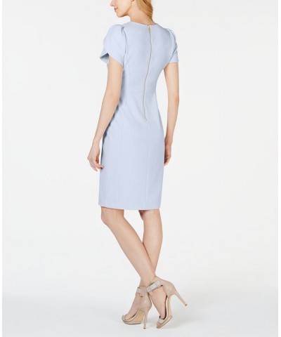 Tulip-Sleeve Scuba-Crepe Sheath Dress Brown $40.99 Dresses