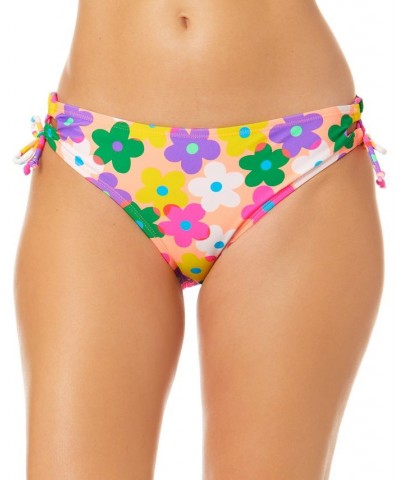 Juniors' Pressed Floral Lace-Up Hipster Bikini Bottoms Multi $17.69 Swimsuits