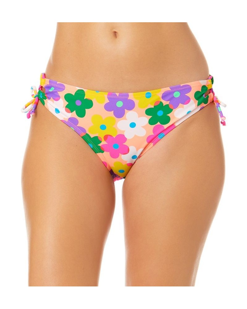 Juniors' Pressed Floral Lace-Up Hipster Bikini Bottoms Multi $17.69 Swimsuits