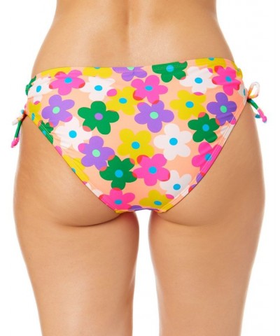 Juniors' Pressed Floral Lace-Up Hipster Bikini Bottoms Multi $17.69 Swimsuits