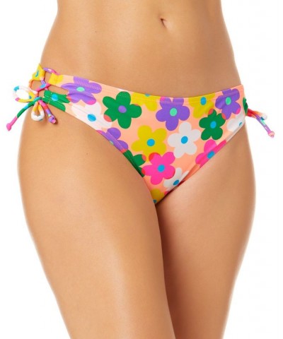 Juniors' Pressed Floral Lace-Up Hipster Bikini Bottoms Multi $17.69 Swimsuits