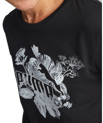 Women's Frozen Flower Logo Graphic Cotton T-Shirt Black $10.58 Tops