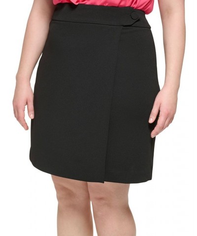 Plus Size Faux-Wrap Scuba Crepe Pencil Skirt Black $44.55 Skirts