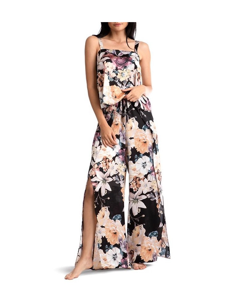 Women's Floral Print Pajama Set Black $32.76 Sleepwear