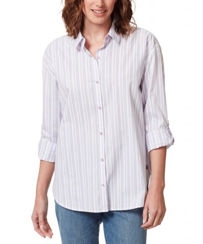 Women's Amanda Button-Front Shirt Sweet Violet Stripe $18.02 Tops