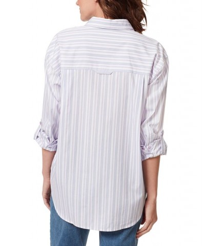 Women's Amanda Button-Front Shirt Sweet Violet Stripe $18.02 Tops