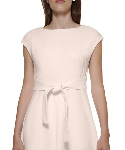 Women's Belted Fit & Flare Dress Tan/Beige $32.34 Dresses