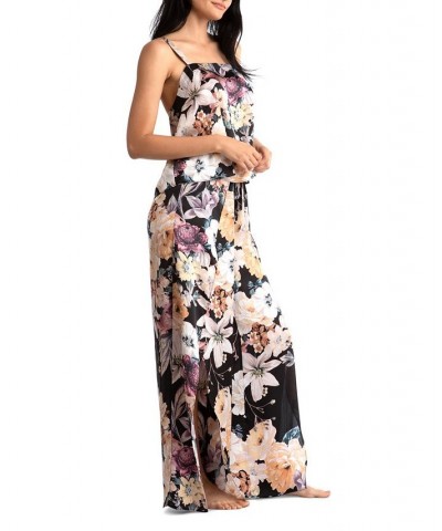 Women's Floral Print Pajama Set Black $32.76 Sleepwear