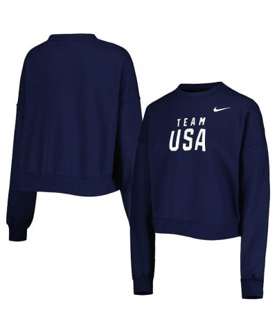 Women's Navy Team Usa Everyday Campus Cropped Pullover Sweatshirt Navy $34.50 Sweatshirts