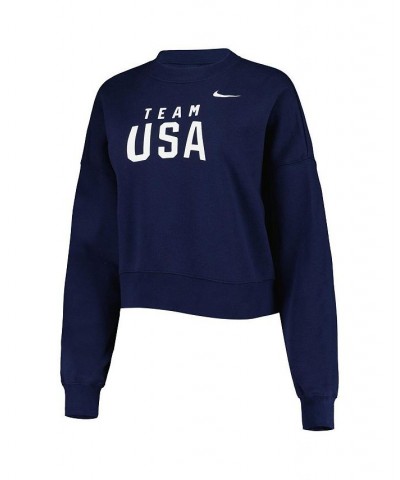 Women's Navy Team Usa Everyday Campus Cropped Pullover Sweatshirt Navy $34.50 Sweatshirts