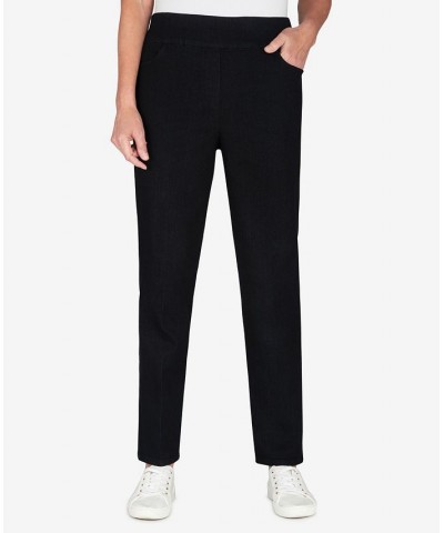 Petite Size Key Items Pull-On Super Stretch Mid- Rise Short Straight Leg Pants Black $23.90 Pants