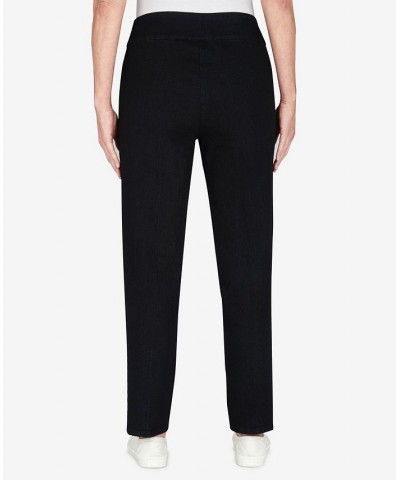 Petite Size Key Items Pull-On Super Stretch Mid- Rise Short Straight Leg Pants Black $23.90 Pants