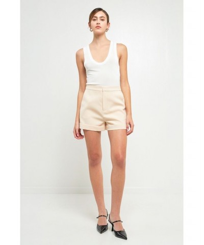 Women's Tailored Basic Shorts Ivory/Cream $40.00 Shorts