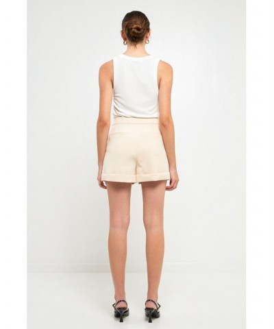 Women's Tailored Basic Shorts Ivory/Cream $40.00 Shorts