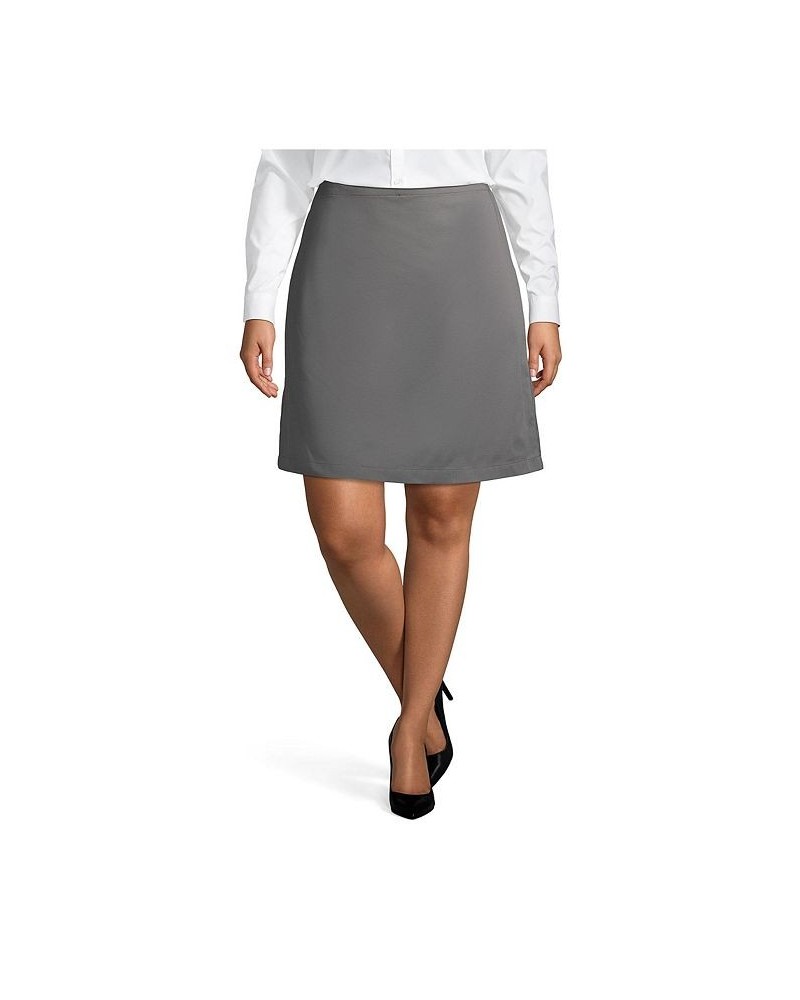 School Uniform Women's Plus Size Blend Chino Skort Top of Knee Gray $19.78 Skirts