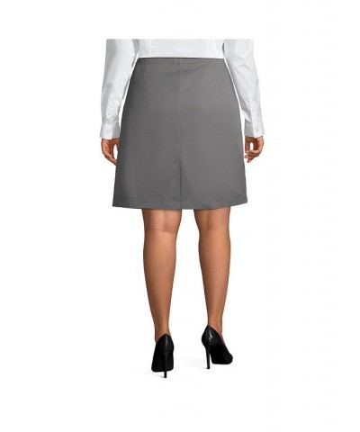 School Uniform Women's Plus Size Blend Chino Skort Top of Knee Gray $19.78 Skirts