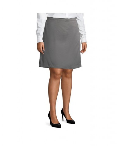 School Uniform Women's Plus Size Blend Chino Skort Top of Knee Gray $19.78 Skirts