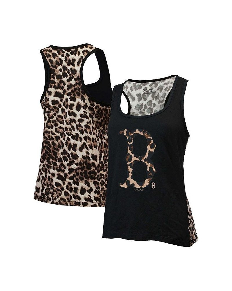 Women's Threads Black Boston Red Sox Leopard Tank Top Black $31.19 Tops