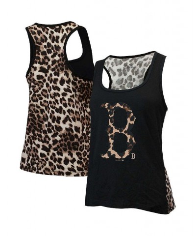 Women's Threads Black Boston Red Sox Leopard Tank Top Black $31.19 Tops