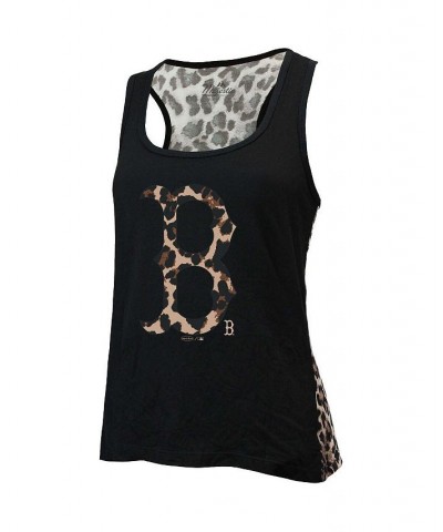 Women's Threads Black Boston Red Sox Leopard Tank Top Black $31.19 Tops