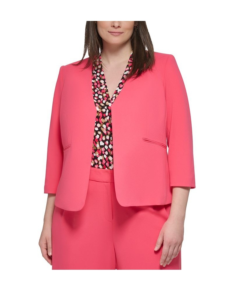 Plus Size Open-Front Scuba Crepe Jacket Rosebud $62.65 Jackets