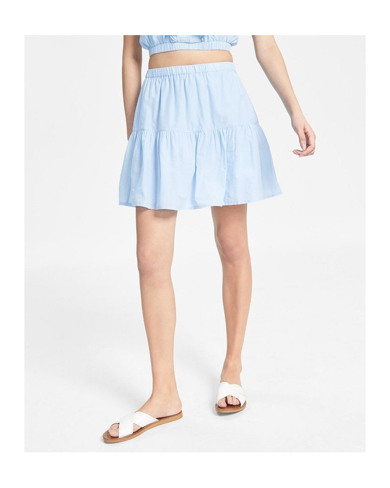 Women's Tiered Ruffled A-Line Mini Skirt Blue $9.08 Skirts