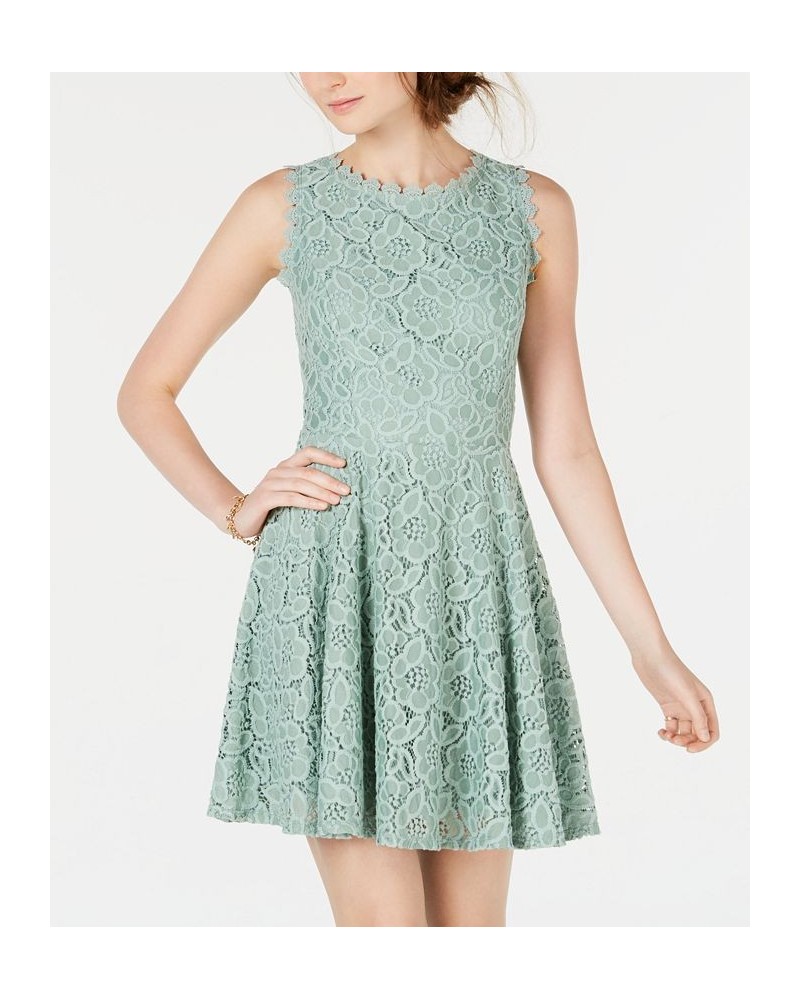 Juniors' Lace Fit & Flare Dress Green $30.09 Dresses