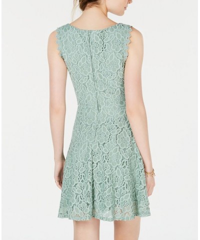 Juniors' Lace Fit & Flare Dress Green $30.09 Dresses