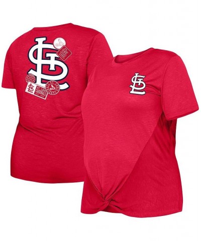 Women's Red St. Louis Cardinals Plus Size Two-Hit Front Knot T-shirt Red $28.49 Tops