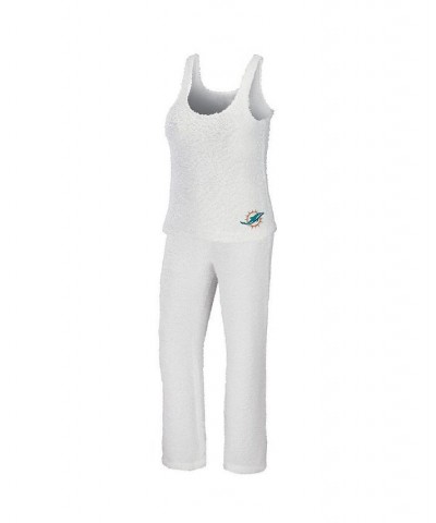 Women's Cream Miami Dolphins Cozy Scoop Neck Tank Top Pants Sleep Set Cream $39.60 Pajama