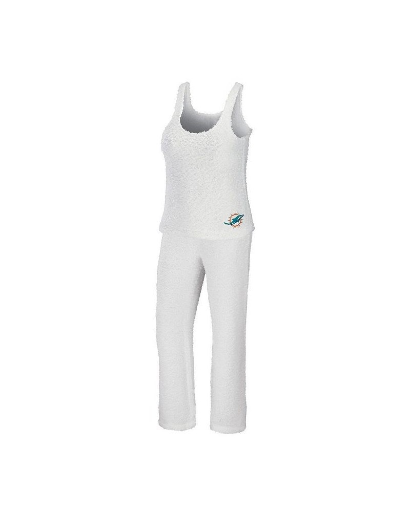 Women's Cream Miami Dolphins Cozy Scoop Neck Tank Top Pants Sleep Set Cream $39.60 Pajama