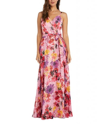 Women's Floral-Print V-Neck Sleeveless Dress Pink Multi $58.05 Dresses