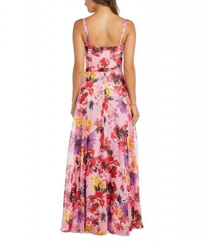 Women's Floral-Print V-Neck Sleeveless Dress Pink Multi $58.05 Dresses