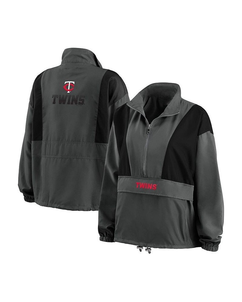 Women's Charcoal Minnesota Twins Packable Half-Zip Jacket Charcoal $50.60 Jackets