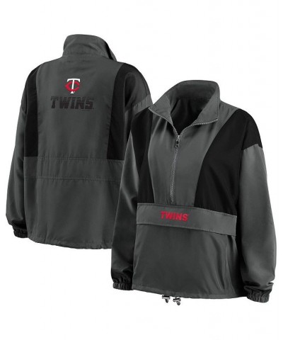 Women's Charcoal Minnesota Twins Packable Half-Zip Jacket Charcoal $50.60 Jackets