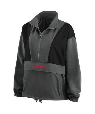 Women's Charcoal Minnesota Twins Packable Half-Zip Jacket Charcoal $50.60 Jackets