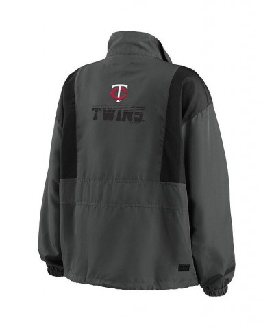 Women's Charcoal Minnesota Twins Packable Half-Zip Jacket Charcoal $50.60 Jackets