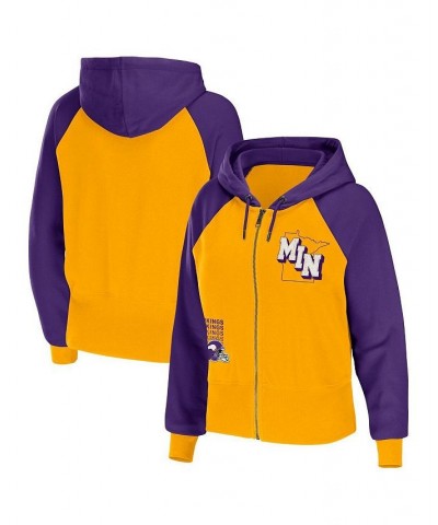 Women's Gold Minnesota Vikings Colorblock Full-Zip Hoodie Gold $47.69 Sweatshirts