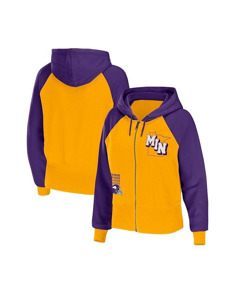 Women's Gold Minnesota Vikings Colorblock Full-Zip Hoodie Gold $47.69 Sweatshirts