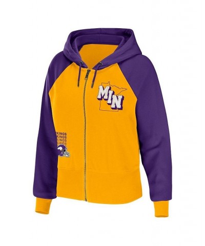 Women's Gold Minnesota Vikings Colorblock Full-Zip Hoodie Gold $47.69 Sweatshirts