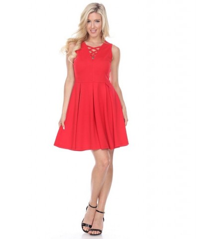 Women's Shay Fit and Flare Dress Red $33.32 Dresses