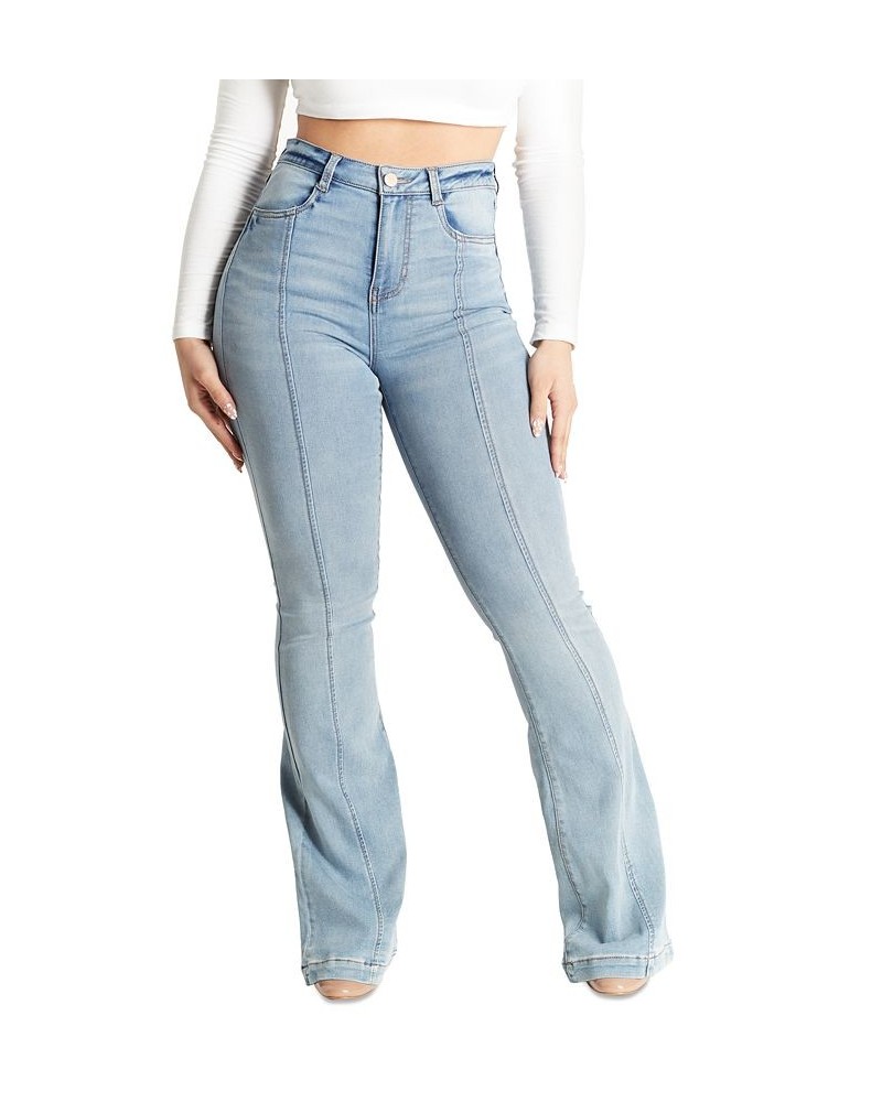 Juniors' Seam-Front Flare-Leg High-Rise Jeans Hillside $17.98 Jeans