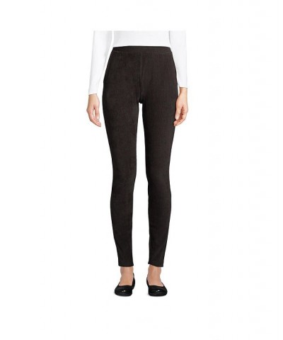 Women's Petite Sport Knit High Rise Corduroy Leggings Black $33.36 Pants