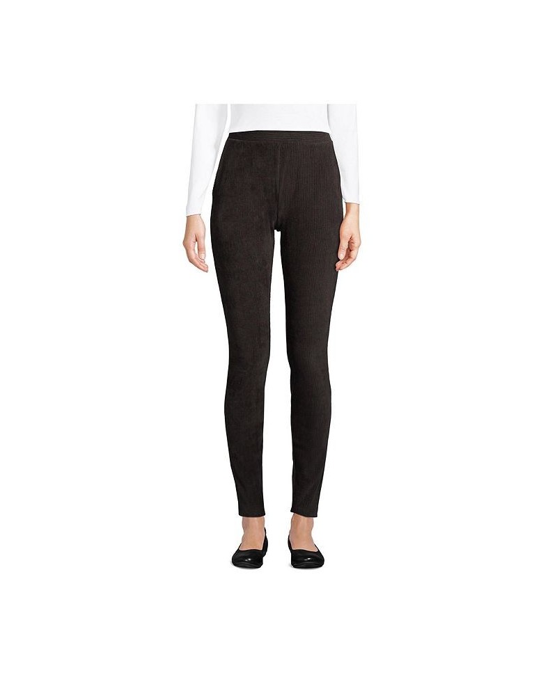 Women's Petite Sport Knit High Rise Corduroy Leggings Black $33.36 Pants