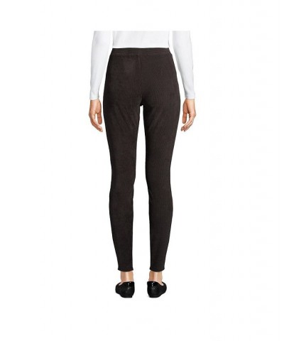 Women's Petite Sport Knit High Rise Corduroy Leggings Black $33.36 Pants